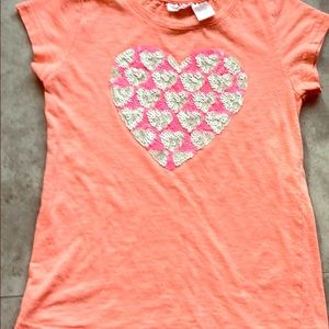 Salmon pink and white girls top